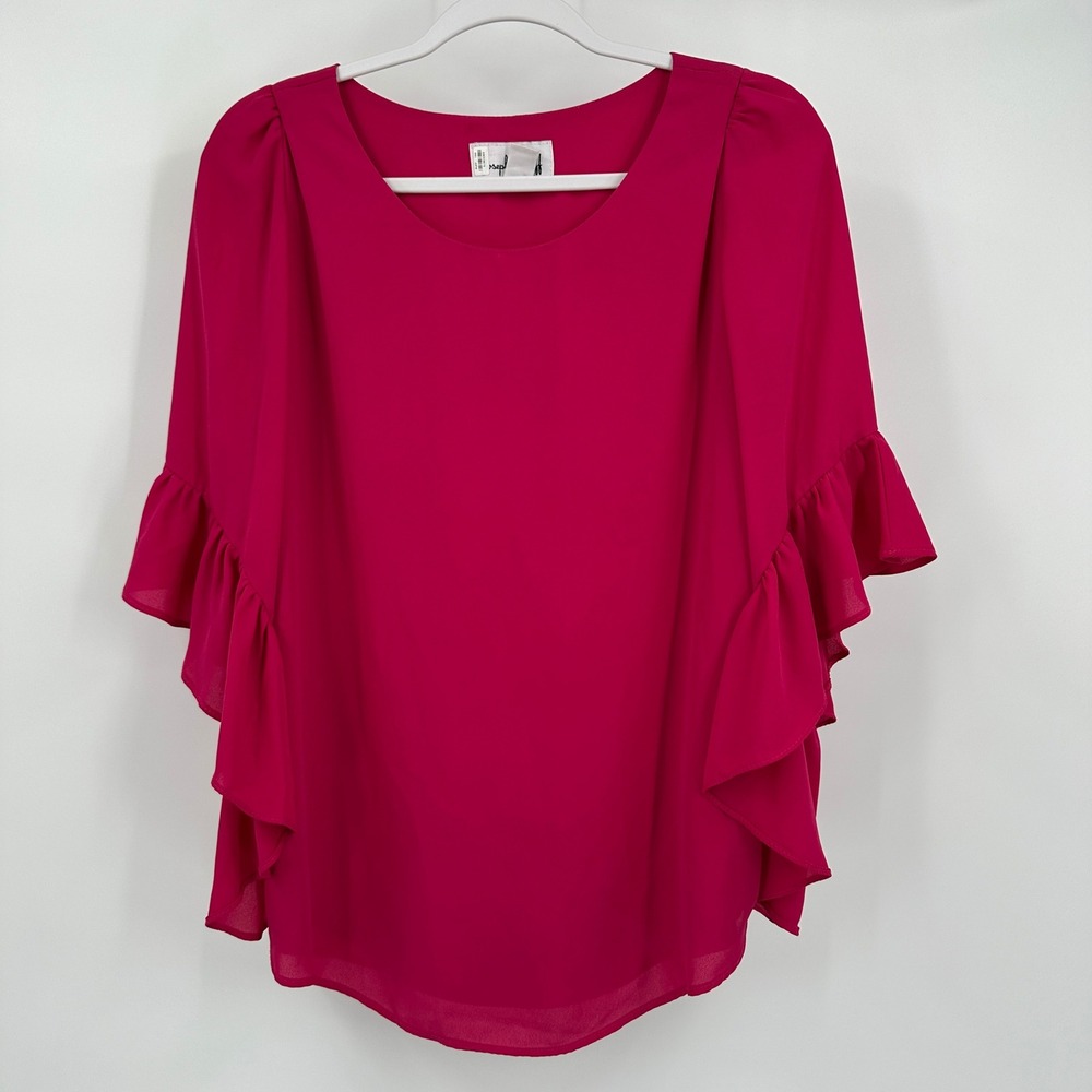 Joseph Ribkoff Womens Elegant Ruffle Sleeve Top Sz 8 Luxe Statement Evening Chic